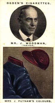 1927 Ogden's Steeplechase Trainers and Owners' Colours #48 J. Woodman Front